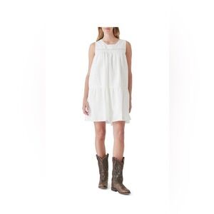 Lucky Brand White Embroidered A-line Dress .. sz Medium